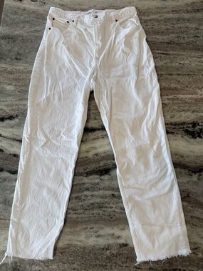 Abercrombie & Fitch Curve Love 90’s Straight Ultra High Rise White Jeans